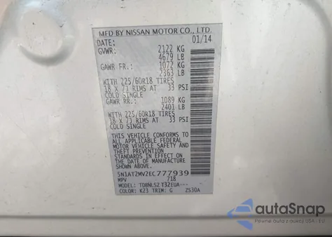 2014 Nissan Rogue Sl from USA, damaged, VIN 5N1AT2MV2EC777939